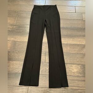 Bershka Slit Hem Flare Pants Womens M Black Pull On Elastic Waist Front Slit NEW